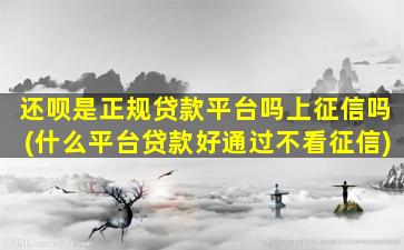 还呗是正规贷款平台吗上征信吗(什么平台贷款好通过不看征信)