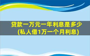 贷款一万元一年利息是多少(私人借1万一个月利息)