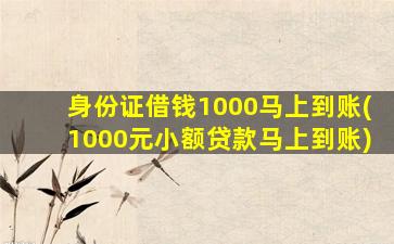 身份证借钱1000马上到账(1000元小额贷款马上到账)