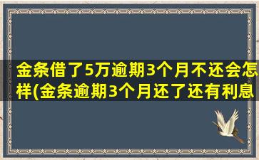 金条借了5万逾期3个月不还会怎样(金条逾期3个月还了还有利息)