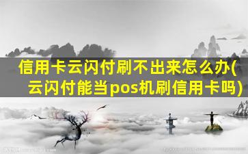 信用卡云闪付刷不出来怎么办(云闪付能当pos机刷信用卡吗)