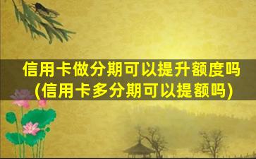 信用卡做分期可以提升额度吗(信用卡多分期可以提额吗)