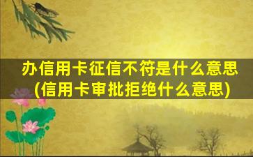 办信用卡征信不符是什么意思(信用卡审批拒绝什么意思)