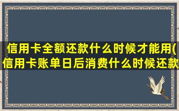 信用卡全额还款什么时候才能用(信用卡账单日后消费什么时候还款)