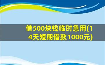 借500块钱临时急用(14天短期借款1000元)