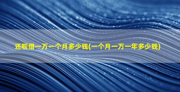 还呗借一万一个月多少钱(一个月一万一年多少钱)