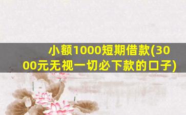 小额1000短期借款(3000元无视一切必下款的口子)