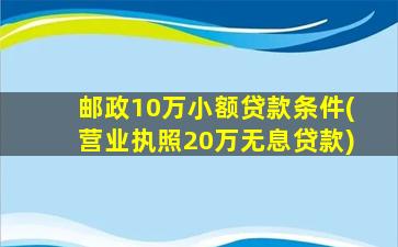 邮政10万小额贷款条件(营业执照20万无息贷款)