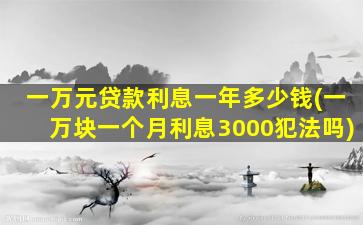 一万元贷款利息一年多少钱(一万块一个月利息3000犯法吗)