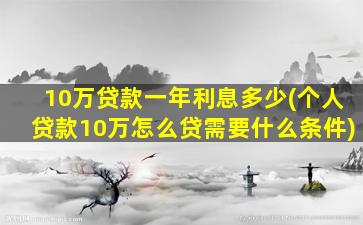 10万贷款一年利息多少(个人贷款10万怎么贷需要什么条件)