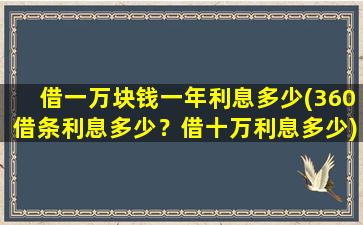 借一万块钱一年利息多少(360借条利息多少？借十万利息多少)