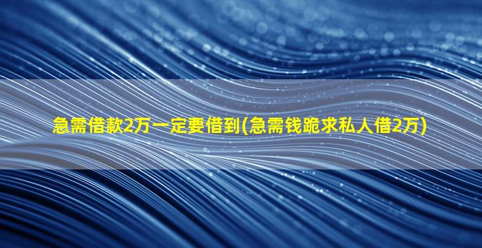 急需借款2万一定要借到(急需钱跪求私人借2万)