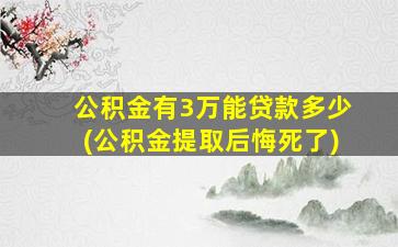 公积金有3万能贷款多少(公积金提取后悔死了)