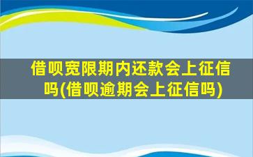 借呗宽限期内还款会上征信吗(借呗逾期会上征信吗)