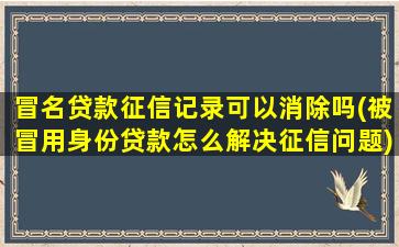 冒名贷款征信记录可以消除吗(被冒用身份贷款怎么解决征信问题)