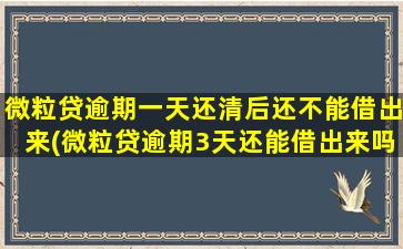 微粒贷逾期一天还清后还不能借出来(微粒贷逾期3天还能借出来吗)