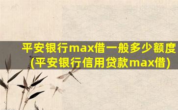 平安银行max借一般多少额度(平安银行信用贷款max借)