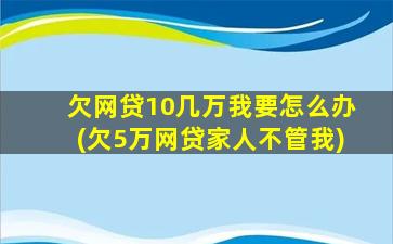 欠网贷10几万我要怎么办(欠5万网贷家人不管我)