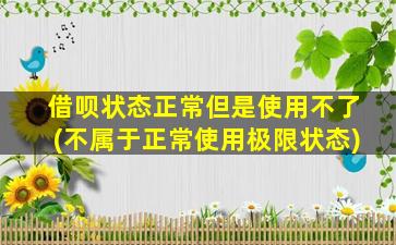 借呗状态正常但是使用不了(不属于正常使用极限状态)