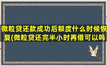 微粒贷还款成功后额度什么时候恢复(微粒贷还完半小时再借可以吗)