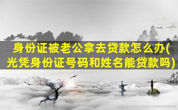 身份证被老公拿去贷款怎么办(光凭身份证号码和姓名能贷款吗)