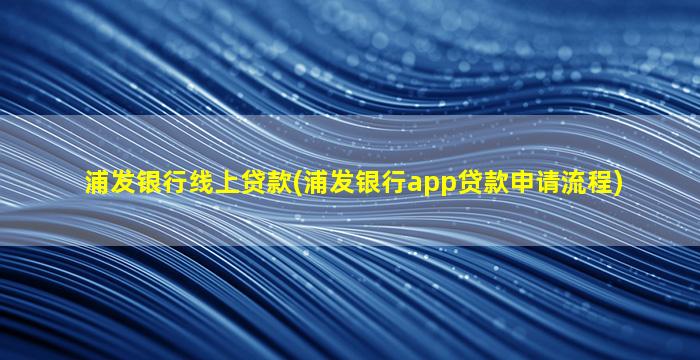 浦发银行线上贷款(浦发银行app贷款申请流程)