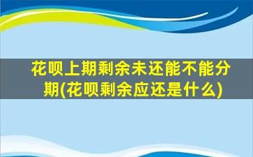 花呗上期剩余未还能不能分期(花呗剩余应还是什么)