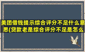 美团借钱提示综合评分不足什么意思(贷款老是综合评分不足是怎么回事)