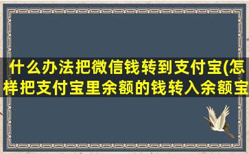 什么办法把微信钱转到支付宝(怎样把支付宝里余额的钱转入余额宝)