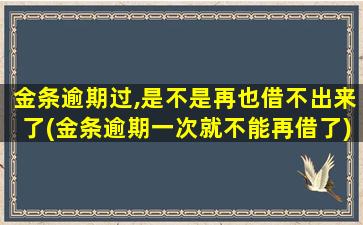 金条逾期过,是不是再也借不出来了(金条逾期一次就不能再借了)