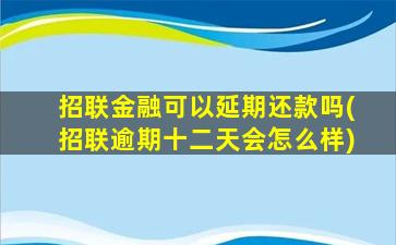 招联金融可以延期还款吗(招联逾期十二天会怎么样)