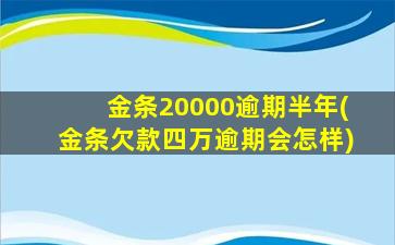 金条20000逾期半年(金条欠款四万逾期会怎样)