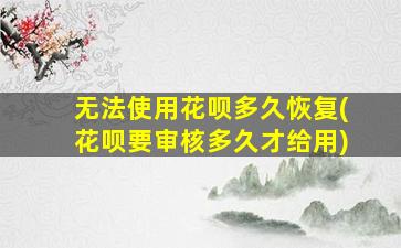 无法使用花呗多久恢复(花呗要审核多久才给用)