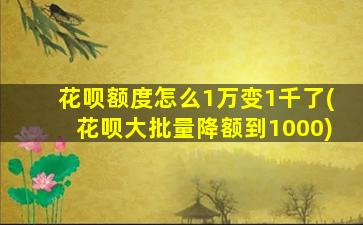 花呗额度怎么1万变1千了(花呗大批量降额到1000)