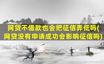 网贷不借款也会把征信弄低吗(网贷没有申请成功会影响征信吗)