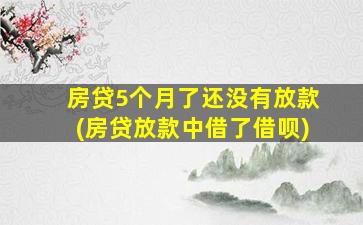 房贷5个月了还没有放款(房贷放款中借了借呗)