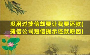 没用过捷信却要让我要还款(捷信公司短信提示还款原因)