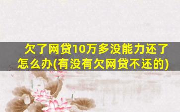 欠了网贷10万多没能力还了怎么办(有没有欠网贷不还的)