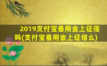 2019支付宝备用金上征信吗(支付宝备用金上征信么)