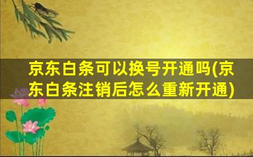 京东白条可以换号开通吗(京东白条注销后怎么重新开通)