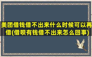 美团借钱借不出来什么时候可以再借(借呗有钱借不出来怎么回事)