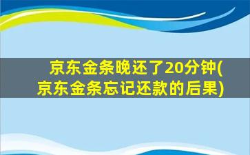 京东金条晚还了20分钟(京东金条忘记还款的后果)