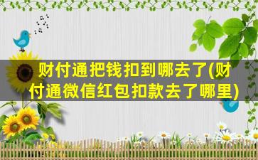 财付通把钱扣到哪去了(财付通微信红包扣款去了哪里)