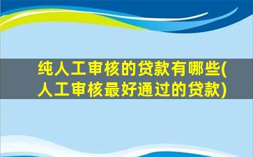 纯人工审核的贷款有哪些(人工审核最好通过的贷款)