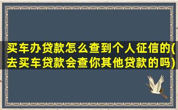 买车办贷款怎么查到个人征信的(去买车贷款会查你其他贷款的吗)