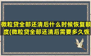 微粒贷全部还清后什么时候恢复额度(微粒贷全部还清后需要多久恢复额度)