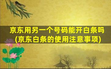 京东用另一个号码能开白条吗(京东白条的使用注意事项)