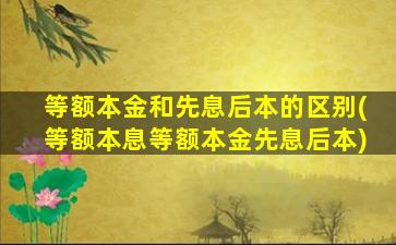 等额本金和先息后本的区别(等额本息等额本金先息后本)