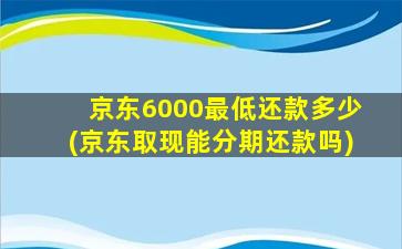 京东6000最低还款多少(京东取现能分期还款吗)