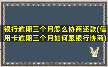 银行逾期三个月怎么协商还款(信用卡逾期三个月如何跟银行协商)